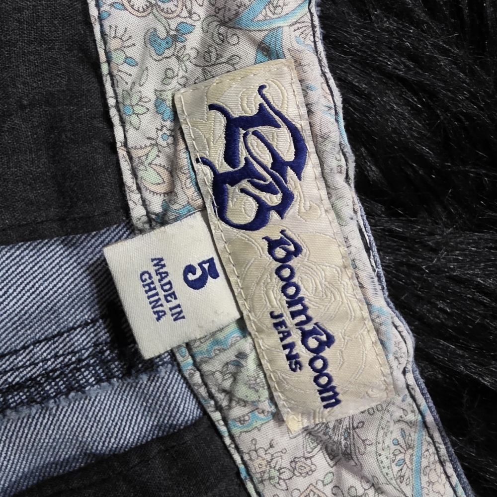 Boom Boom Jeans Shorts Dark Blue Denim with Navy Logo and Light Blue Trim